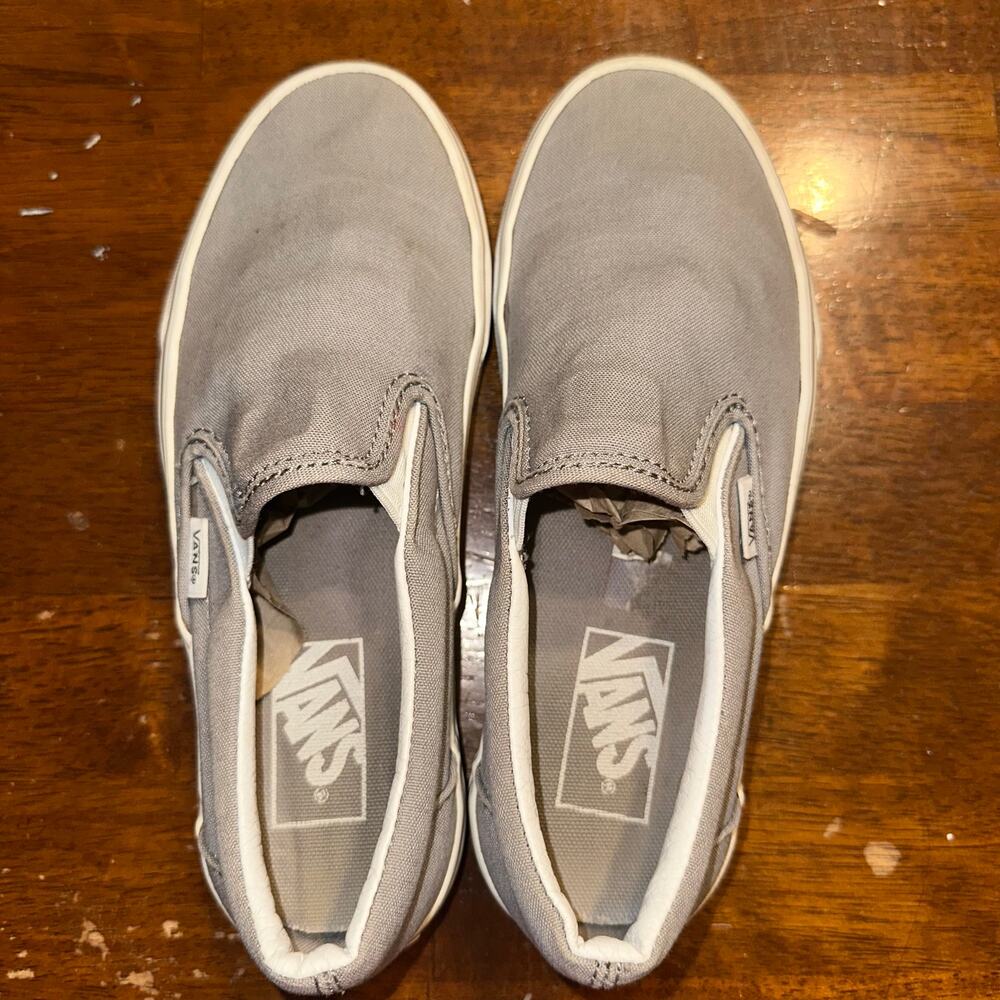 Vans Classic Slip-On Gray Canvas Sneakers Women’s 6.5 Men’s 5 Unisex